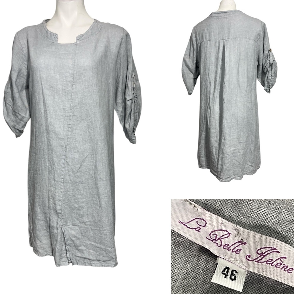 La Belle Helene Dress Sz XL/XXL light gray linen Tunic Made n Italy Lagenlook